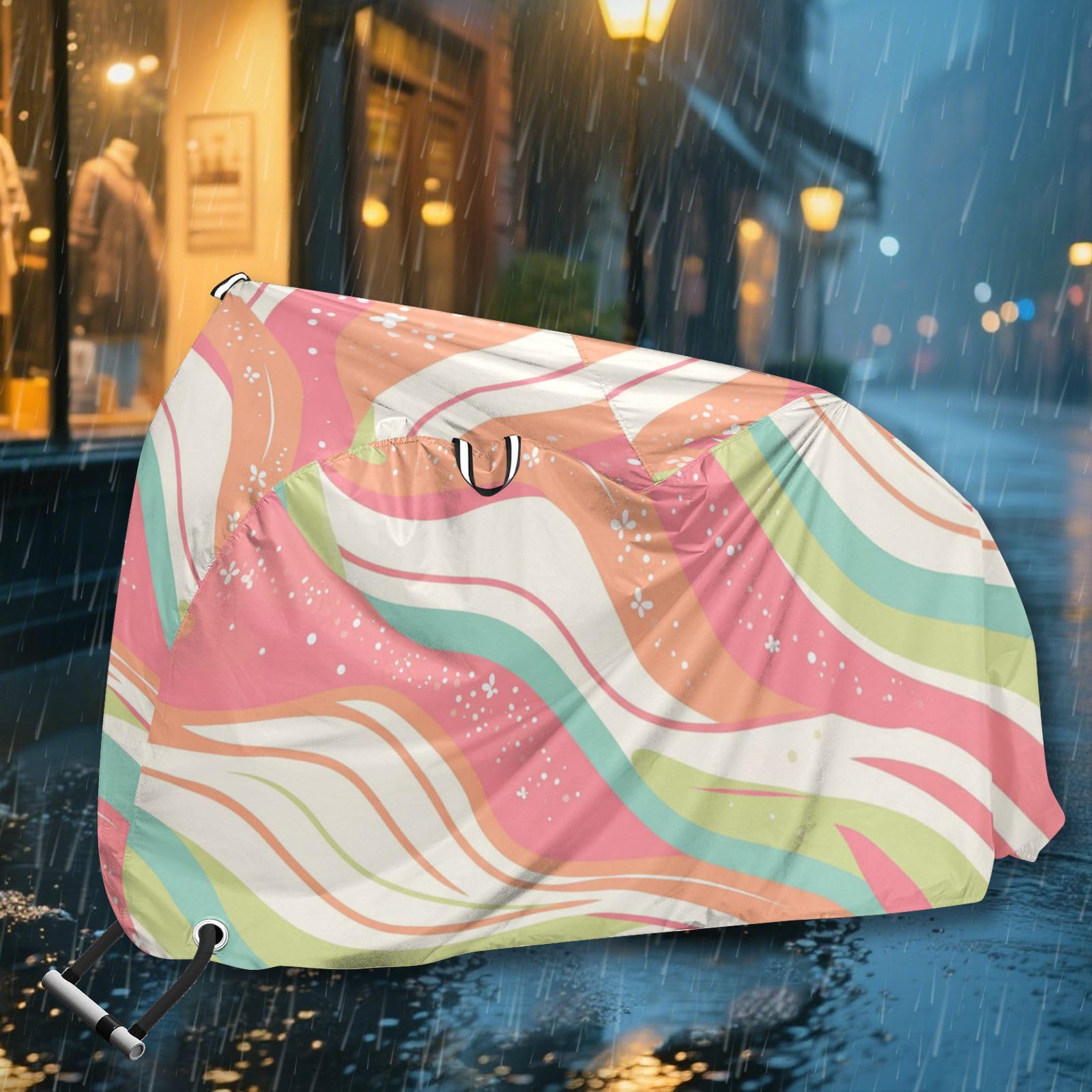 Housse imperméable pour vélo avec trous de verrouillage - Résistante aux UV - Pour intérieur et extérieur - Convient à la plupart des protections pour vélo de route - Rose et vert