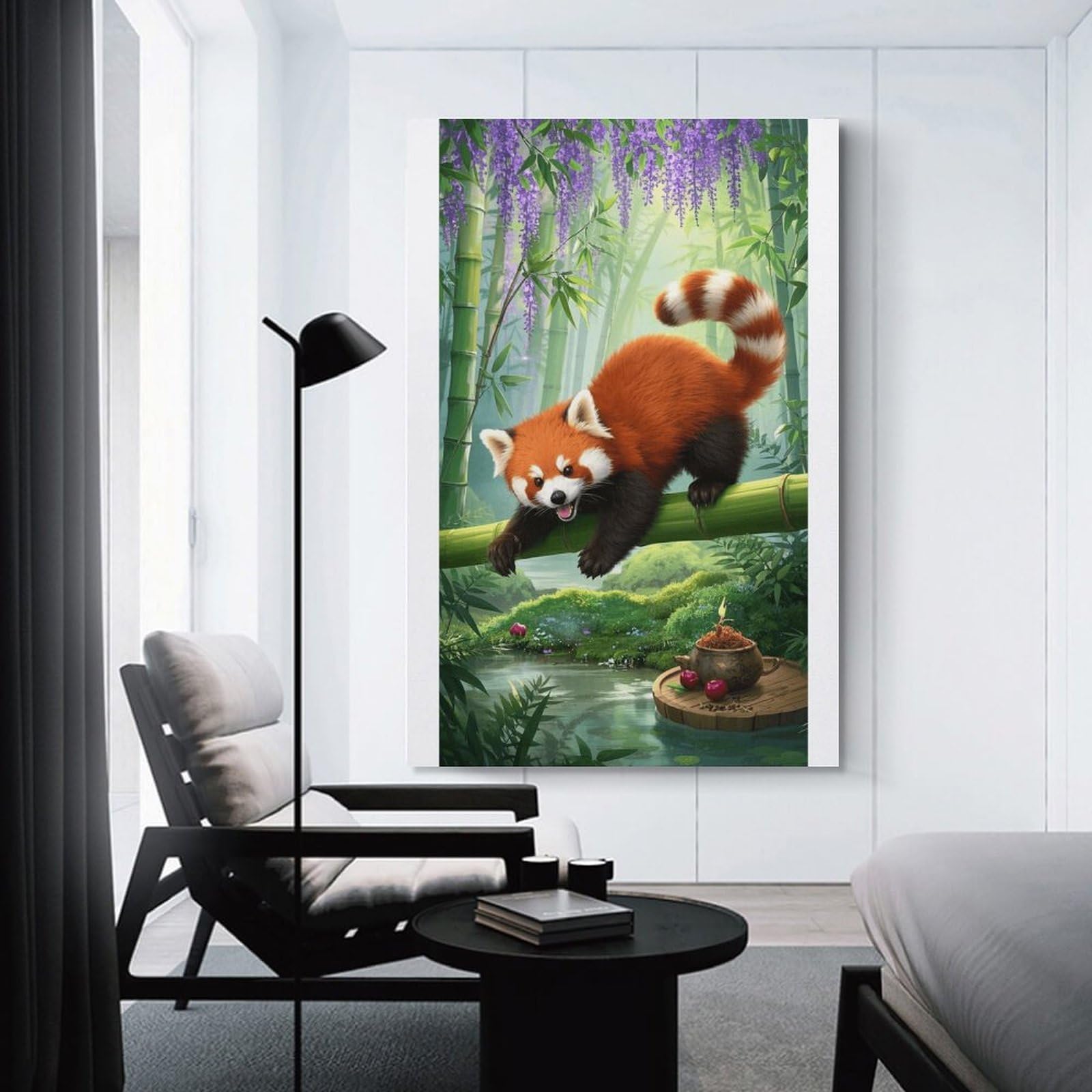 Junmoney Unframe-Style-9 Red Panda Bamboo Forest Canvas Art Print 20X30inch(50X75cm), For Apartment Walls, Studios Or Work Areas, An Easy Choice For New Home Styling
