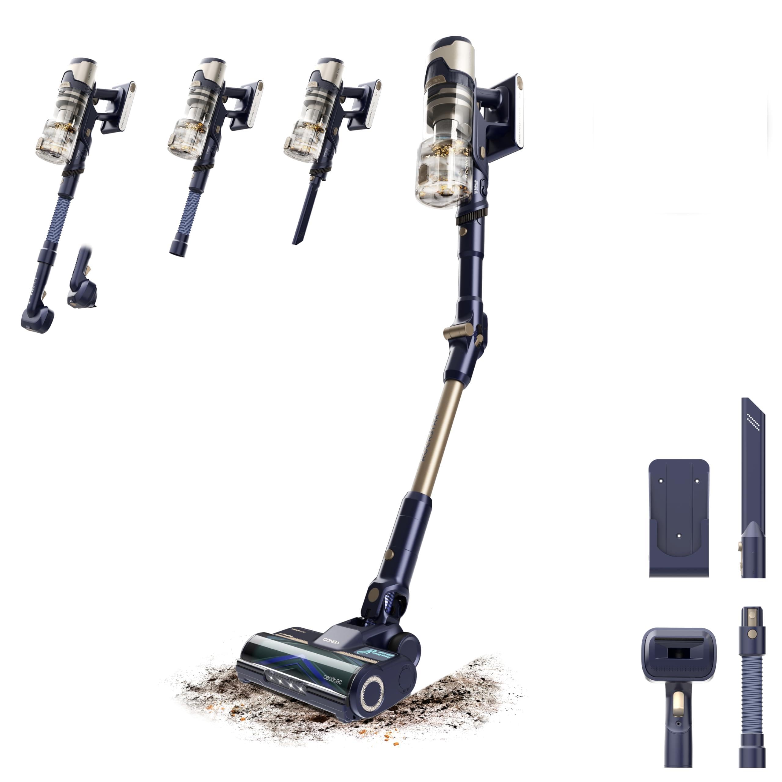 Cecotec Aspiradora Escoba sin Cable Conga Rockstar RS80 Pet Flex Detect. 600W, Potencia Succión 200AW, Cepillo Antienredos Hairless XXL, AutonomÃa 65mins, Cepillo Mascotas, Tubo Flexible y Accesorios