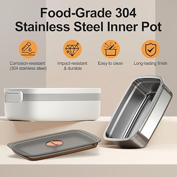 Radio Heater Lunch Box Rechargeable Portable Food Warmer with Digital Display and Keep-Warm Function 1L Large Capacity Food Warmer Ideal for Office Camping Travel