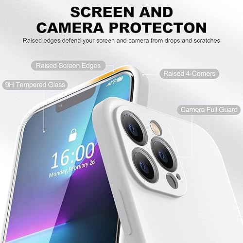 Miniatura 782 de BossKiss Funda compatible con iPhone 14 Pro, silicona mejorada [protección de cámara] [2 protectores de pantalla 9H], forro interior de microfibra