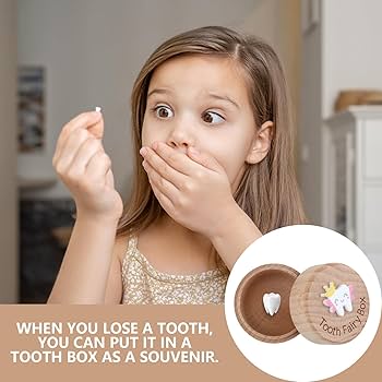 Wooden Tooth Fairy Box Tooth Fairy Bag Set Cute Souvenir Collect Lost Teeth Dropped Tooth Kit Saver Case Holder Keepsake Children Kids Girls Boys Baby