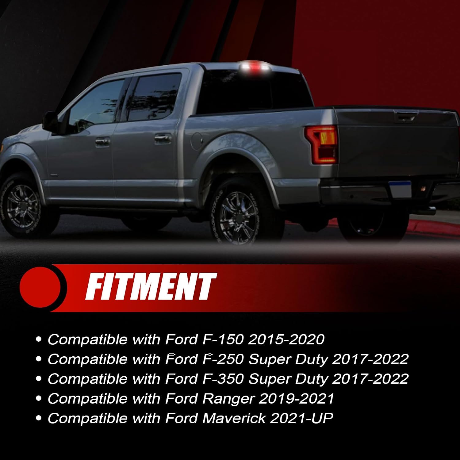 FZJDSD High Mount Brake Light Compatible with Ford F150 2015-2020 F250 F350 F450 Super Duty 2017-2020, LED Third Brake Light Replacement for FL3Z13A613A FL3Z13A613C FL34-13A613-AM
