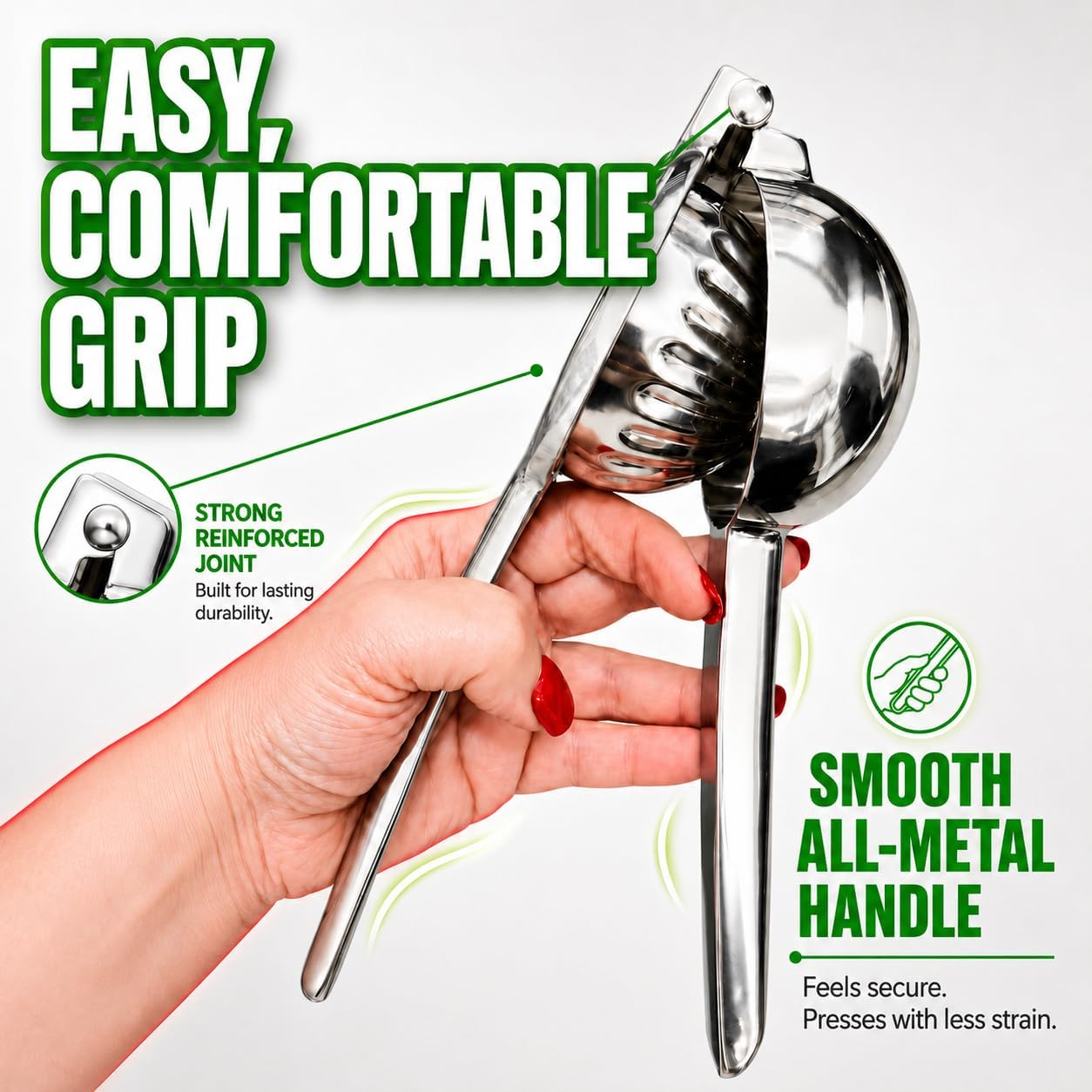 Handheld All-Metal Lemon Squeezer, Stainless Steel, XL