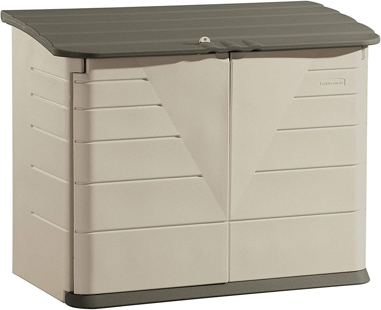 Rubbermaid Outdoor Patio Storage Bench, 4 cu. ft, Olive