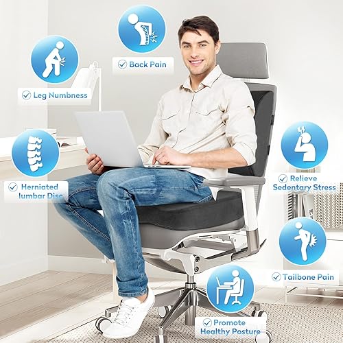 Miniatura 5 de CloudBliss Cojín de asiento, cojín para silla de oficina, cojín de asiento de automóvil, almohada de apoyo lumbar para silla de oficina, almohada de