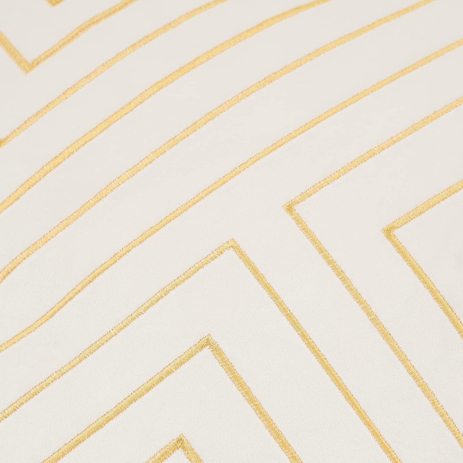 Avigers 12 x 20 Inch White Gold Striped Geometric Lines Embroidery Velvet Cushion Case Luxury Modern Lumbar Throw Pillow Cover Decorative Pillow for Couch Living Room Bedroom Car 30 x 50cm - Image 4