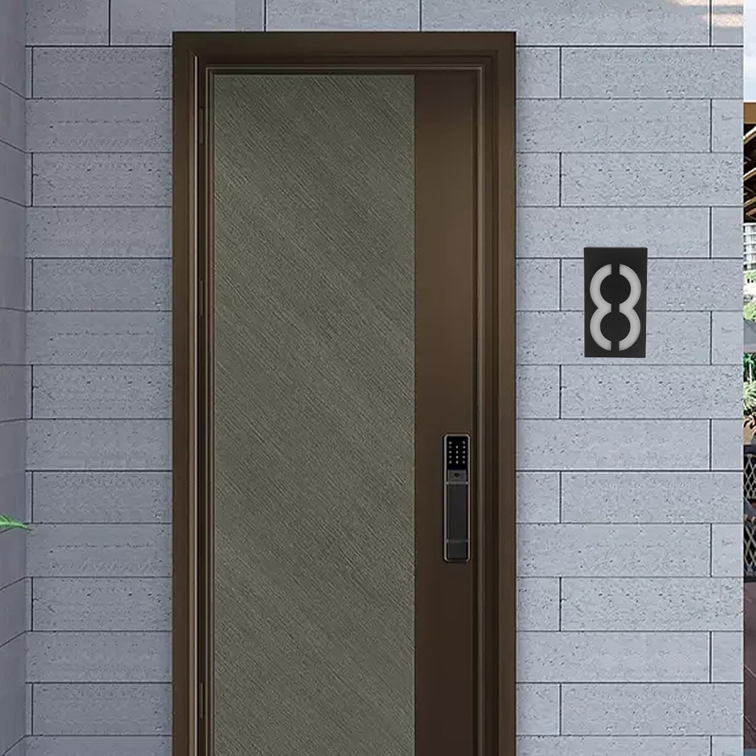 Solar Powered House Number Sign with LED Light, Waterproof Solar Address Doorplate for Outdoor Wall and Yard, Front Door Number Plaque Suitable for Home Outdoor Décor