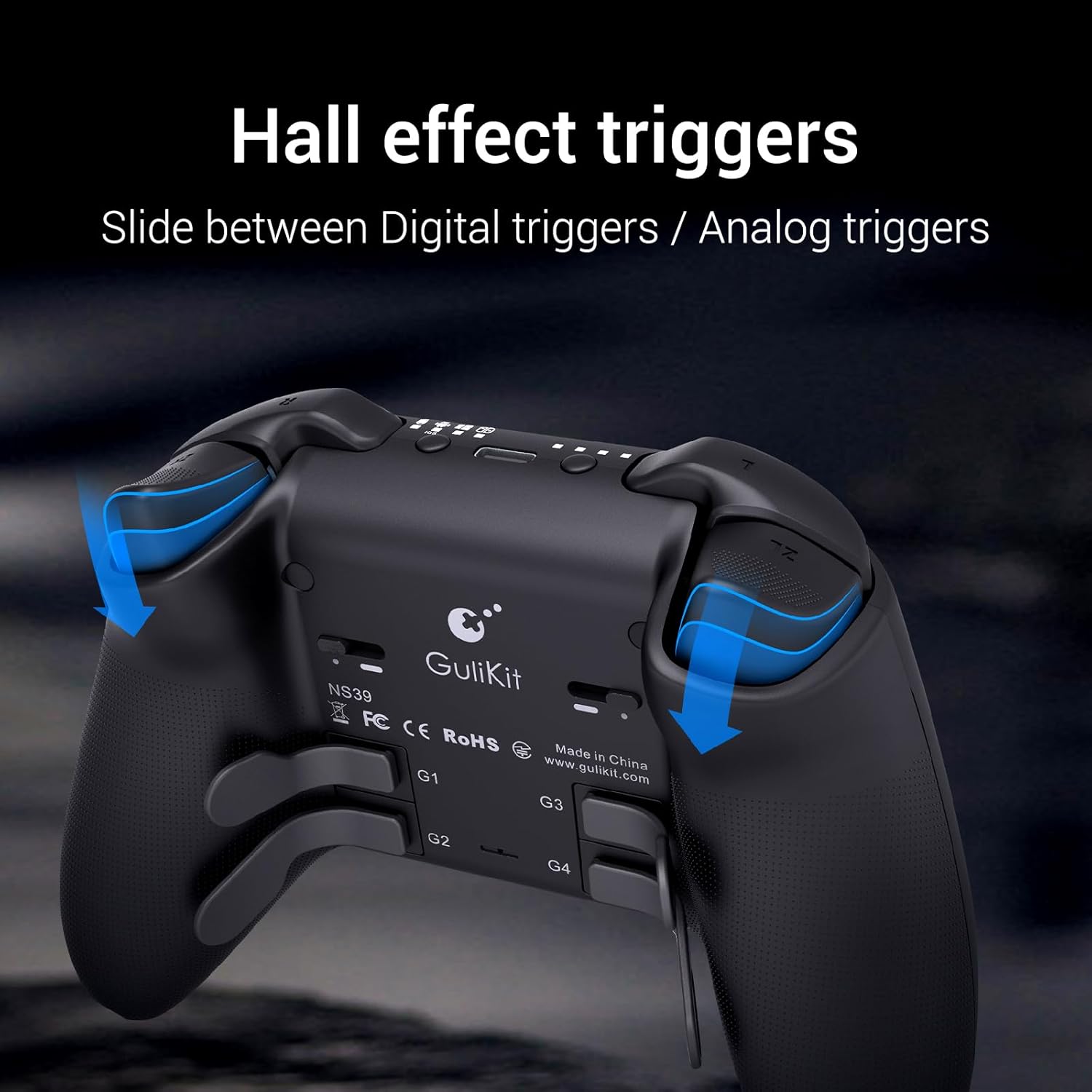 GuliKit KK3 Max Wireless Controller, Hall Effect Joystick & Triggers with Anti-Drift, 1000Hz Polling Rate, 4 Removable Back Buttons, Compatible with Nintendo Switch 2/Switch/OLED/PC/iOS/Android - Black