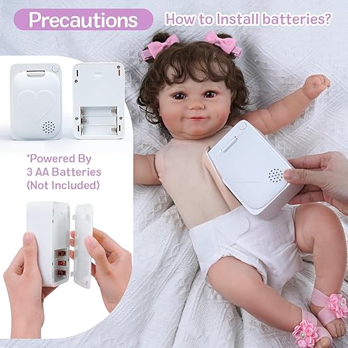 Miniatura 6 de JIZHI Muñecas de bebé Reborn multifuncionales 3 en 1 con Breathe Heartbeat Coos, muñeca de bebé realista y sonriente suave para niños de más de 3