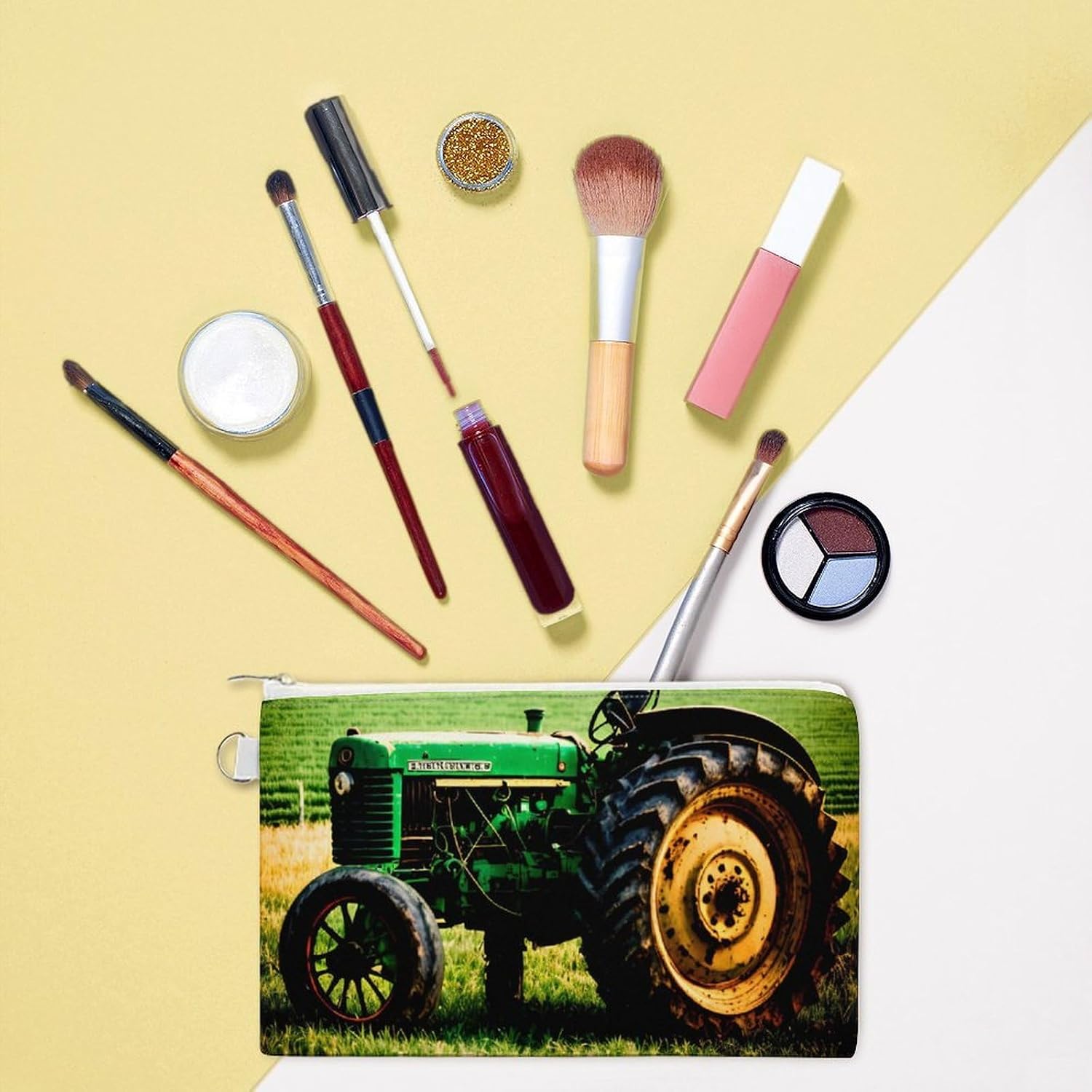 Old Tractor Coin Purse Coin Pouch with Zipper for Men Women Portable Change Wallet Canvas Coin Bag