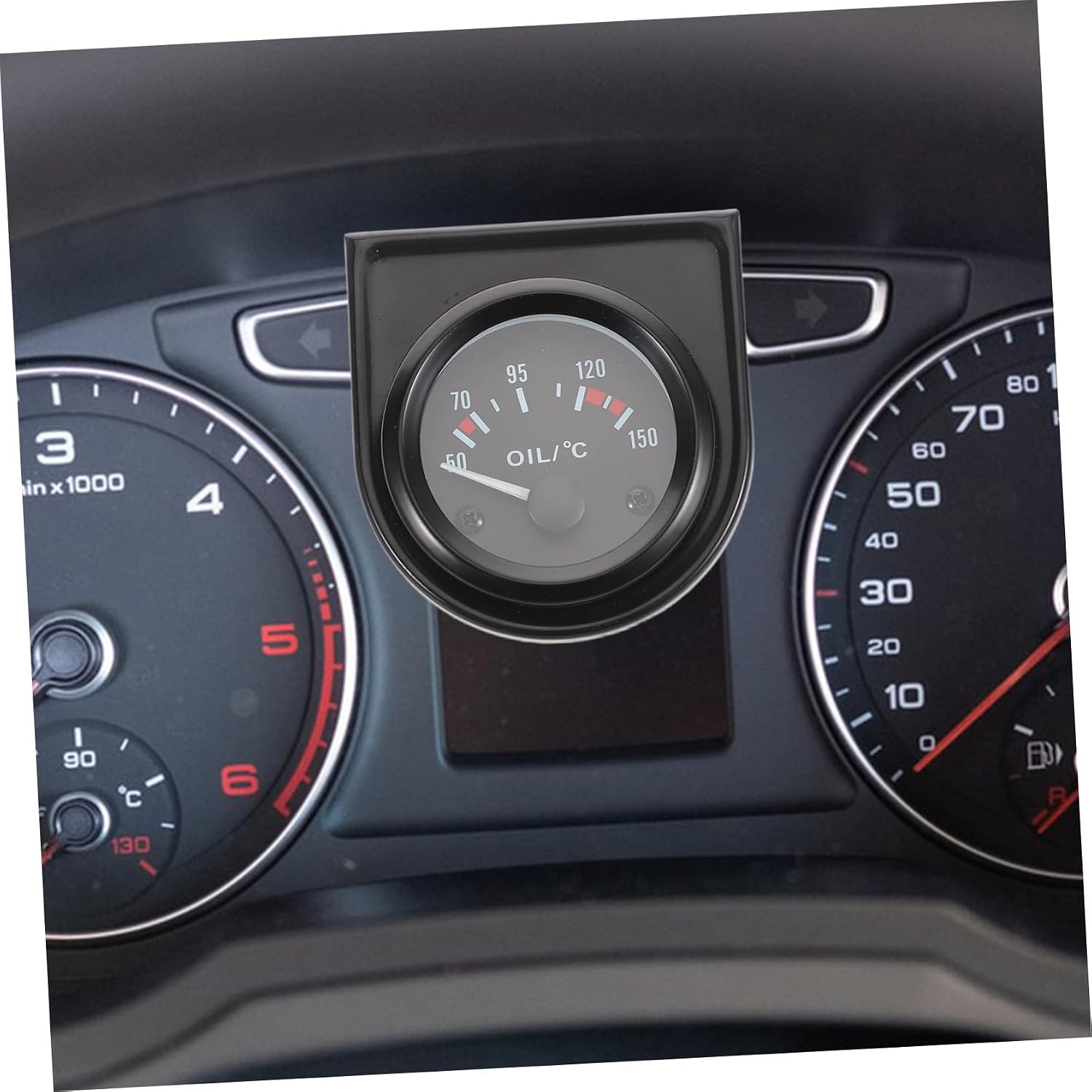 12V Black Automotive Oil Temperature Gauge 50-150°C Analog Pointer Style Temperature Indicator for Cars Mini Gauge for Engine Monitoring