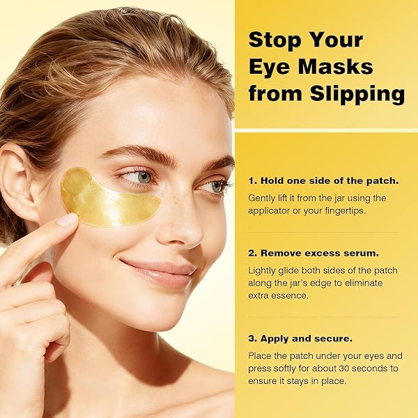 Close-up of Juland 24K Gold Collagen Under Eye Patches showing their thin, serum-infused texture.