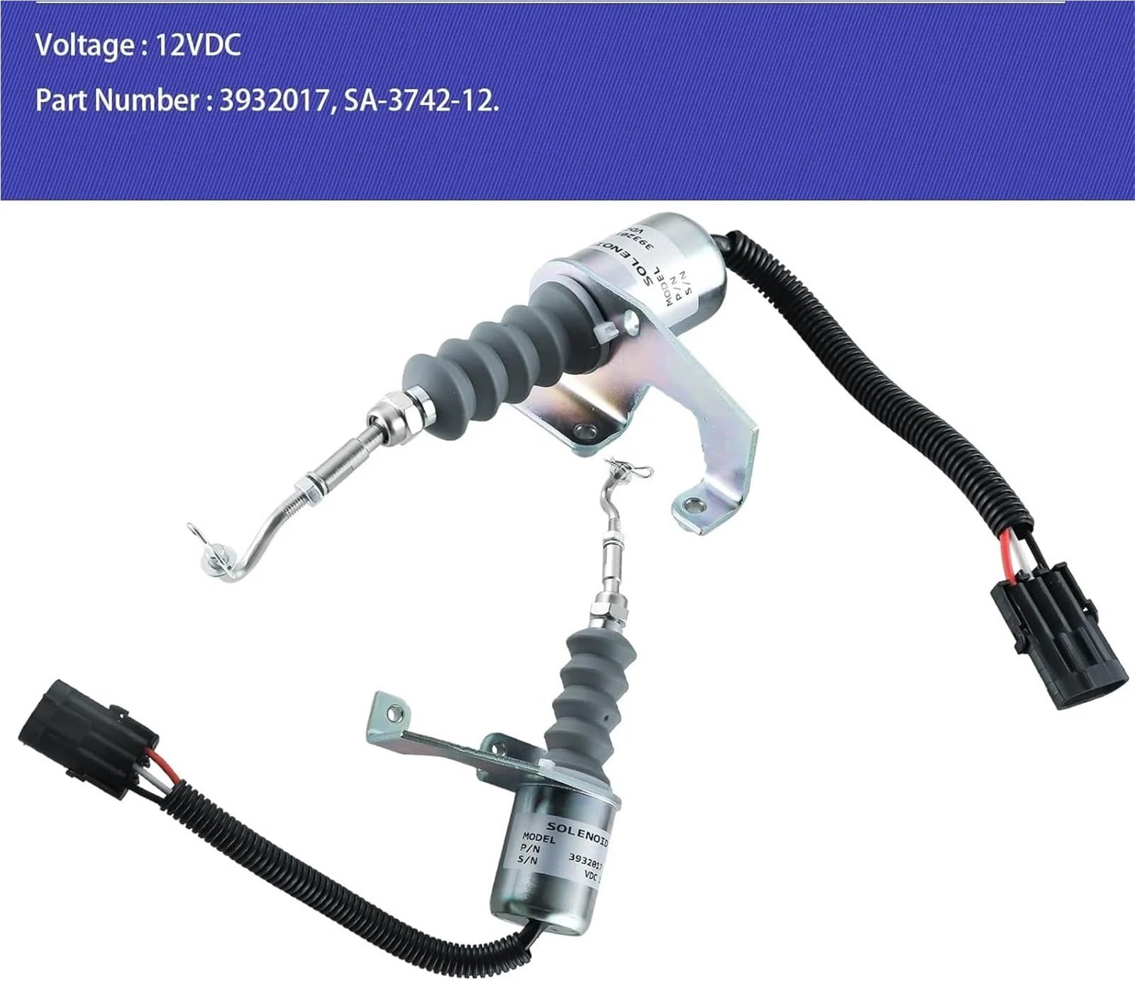Válvula de Cierre Solenoide de corte de combustible de 12 V CC 3932017 SA-3742-12 Apto para Deutz Apto para Bosch RSV Bobina de solenoide Solenoide de parada