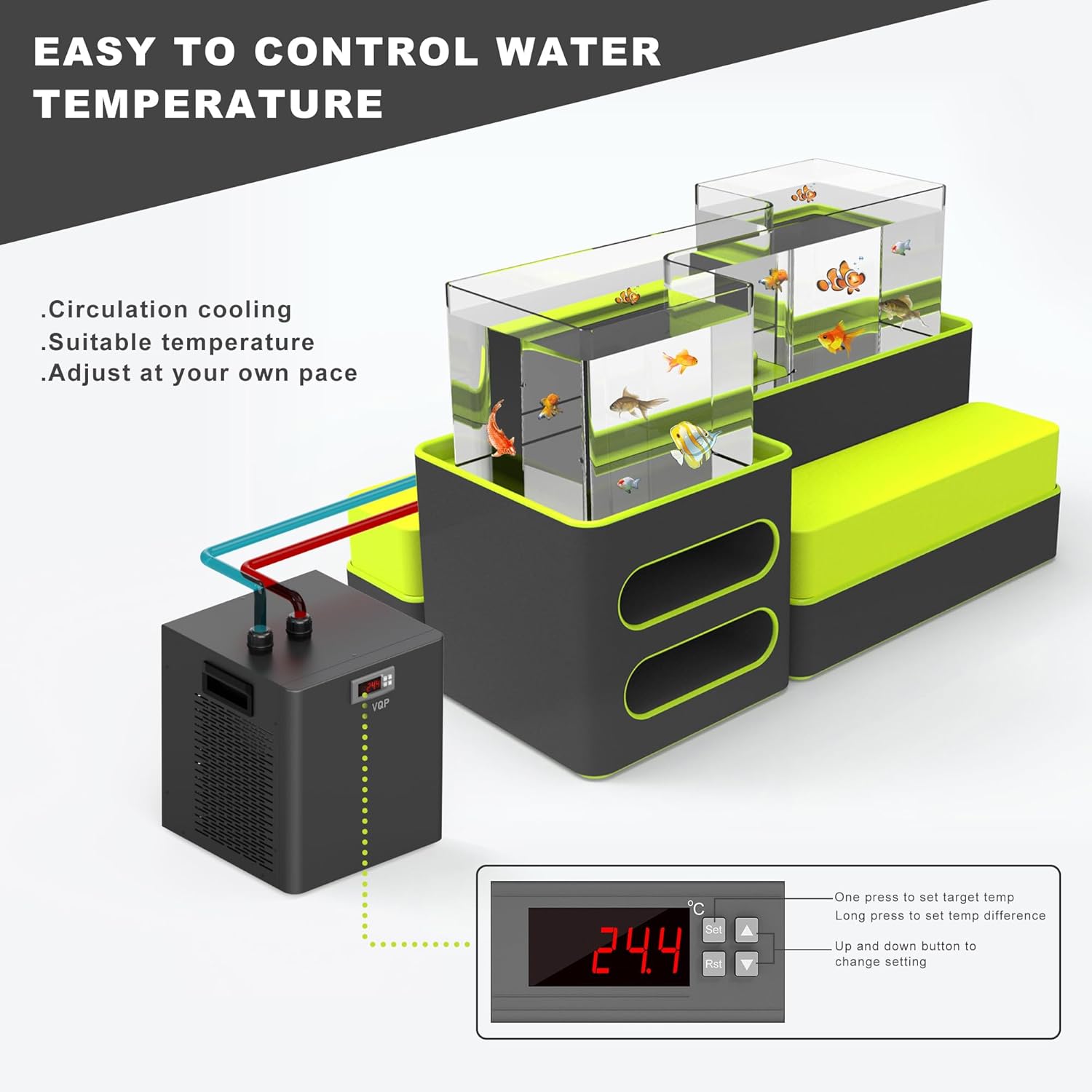 Aquarium Chiller 79Gal 1/3 HP Water Chiller for Hydroponics System Low Noise for Fish Tank Axolotl Coral Reef Tank 300L, Hydroponics Water Chiller Fish Tank Cooler