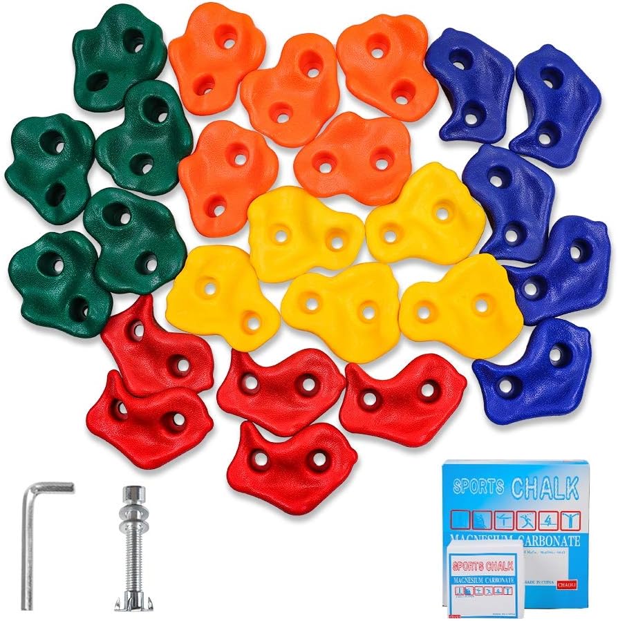 OuYezy 25 Rock Climbing Holds for Kids and Adults with Mounting Screws and Hardware for DIY Kids Indoor and Outdoor Play Set, Build Rock Climbing Wall: Toys & Games