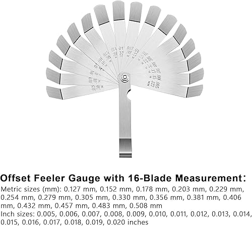 Miniatura 7 de 2 piezas de calibrador de acero doble marca métrica e imperial herramienta de medición de huecos (32 cuchillas, 16 hojas)