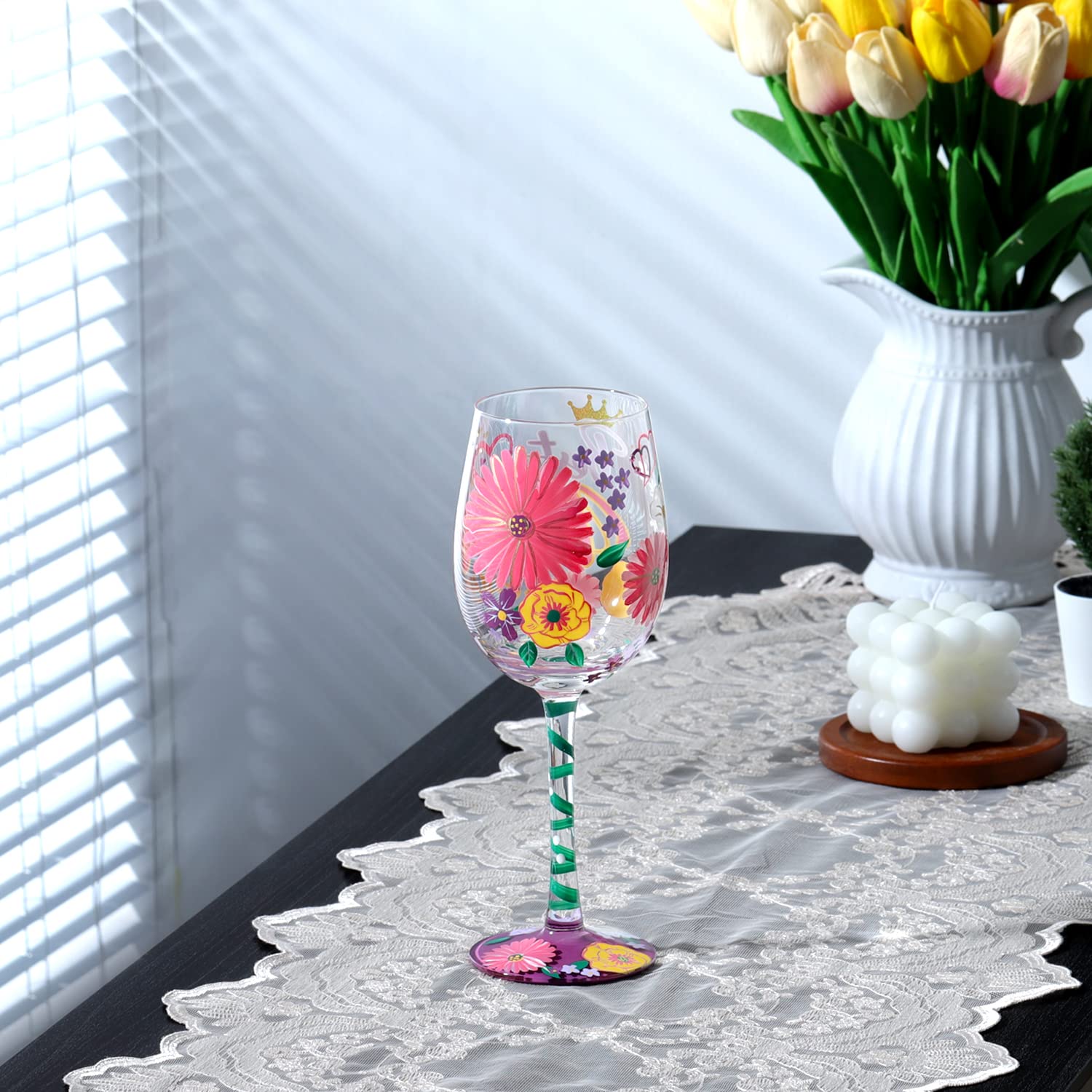 Verre à Vin 15oz Peint à La Main "Meilleure Sœur" - Cadeau D'anniversaire Unique Pour Belle-sœur Ou Sœur