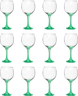 DISCOUNT PROMOS Premiere Wedding Wine Glasses 20.5 oz. Set of 12, Bulk Pack - Restaurant Glassware, Perfect for Red Wine or White Wine - Green