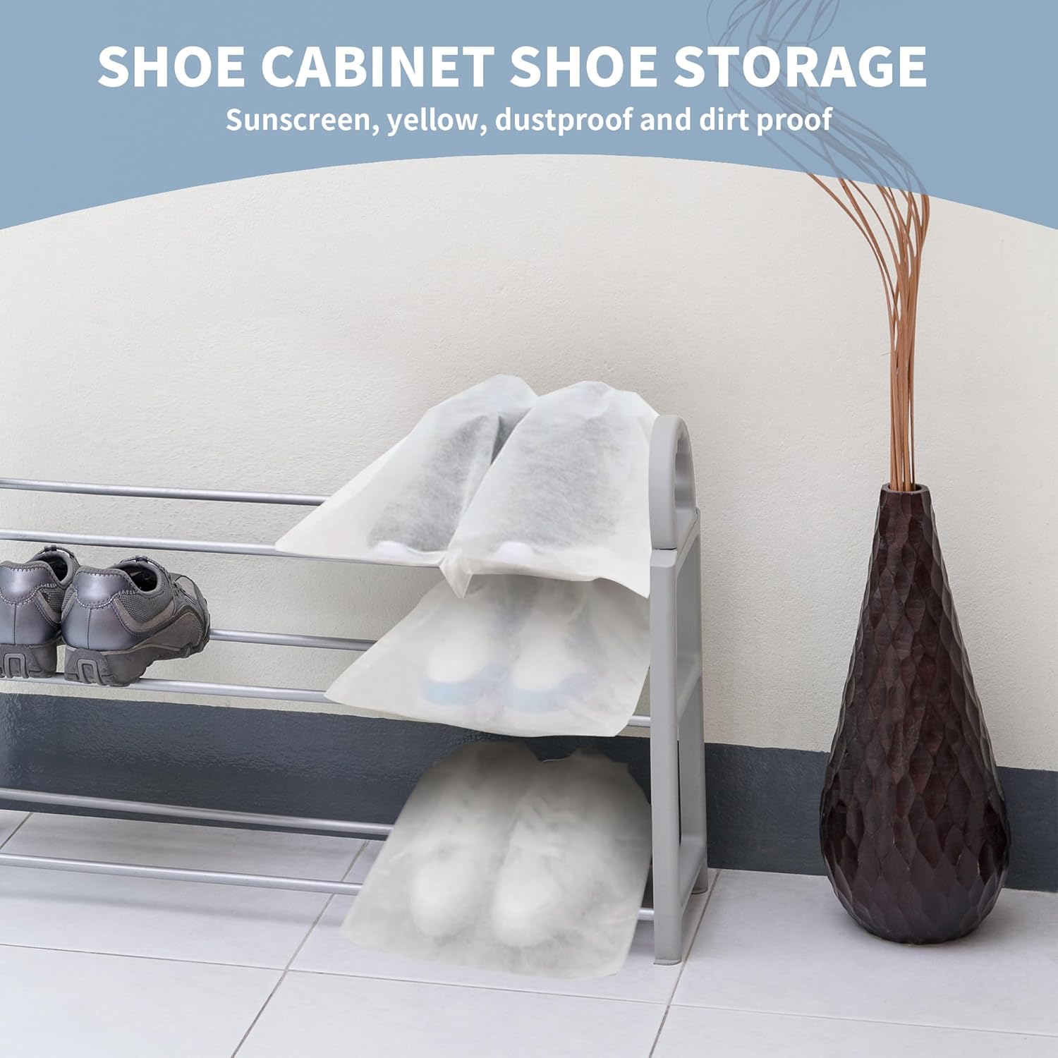 200 Pcs Dust Proof Shoe Bag, Non Woven Shoe Storage Bags for Men and Women, Drawstring White Shoes Pouch Storage for Travel (12.8 x 18.9 Inch) - Image 6