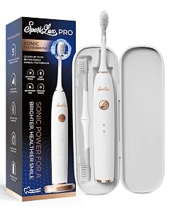 Sparklux Pro Ultrasonic Toothbrush - Rechargeable Wireless Electric Toothbrush for Adults with Replacement Heads Travel Case Cordless Design
