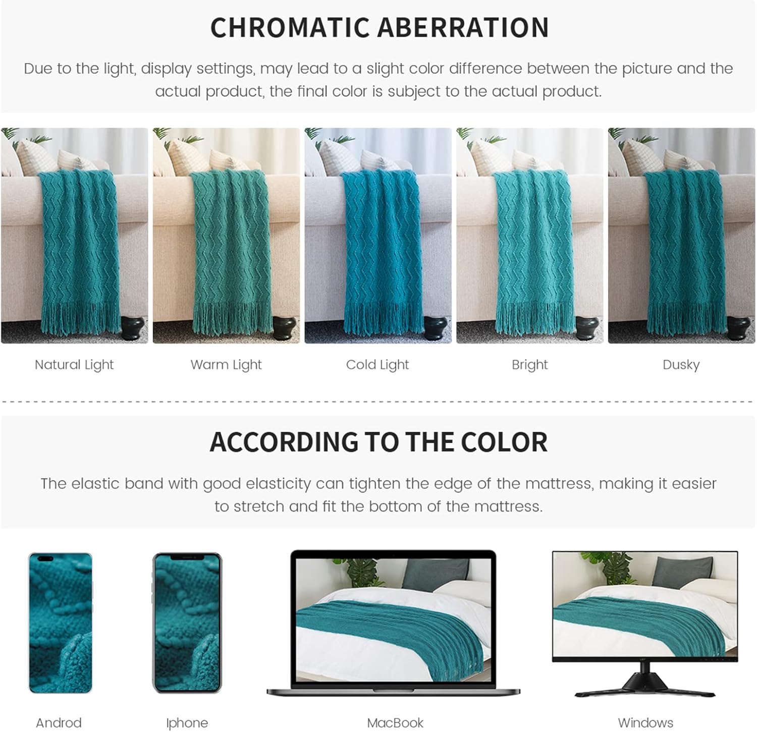 BOURINA Teal Throw Blanket 50x60 Inches Throw Textured Solid Soft Sofa Couch Decorative Knit Blanket - Image 8