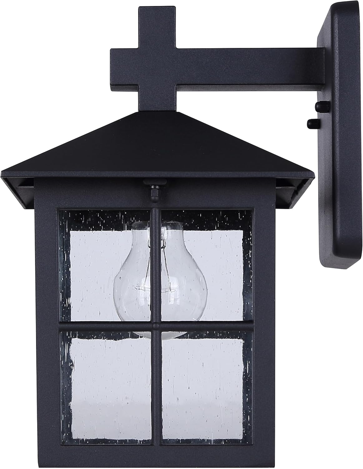 Canarm Dom 1-Light Outdoor Lantern, 11-Inch Black Wall Mount with Clear Seeded Glass Durable Weather-Resistant Lighting for Porch, Garage and Entryway