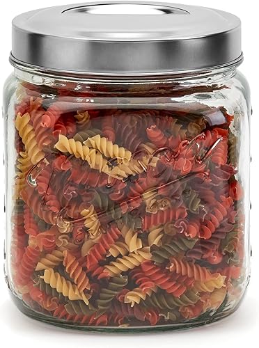 Miniatura 7 de Mason Craft & More Airtight Kitchen Food Storage Clear Glass Pop Up Lid Canister, 2 Pack of Small 1.6 Liter Pop Up Canister