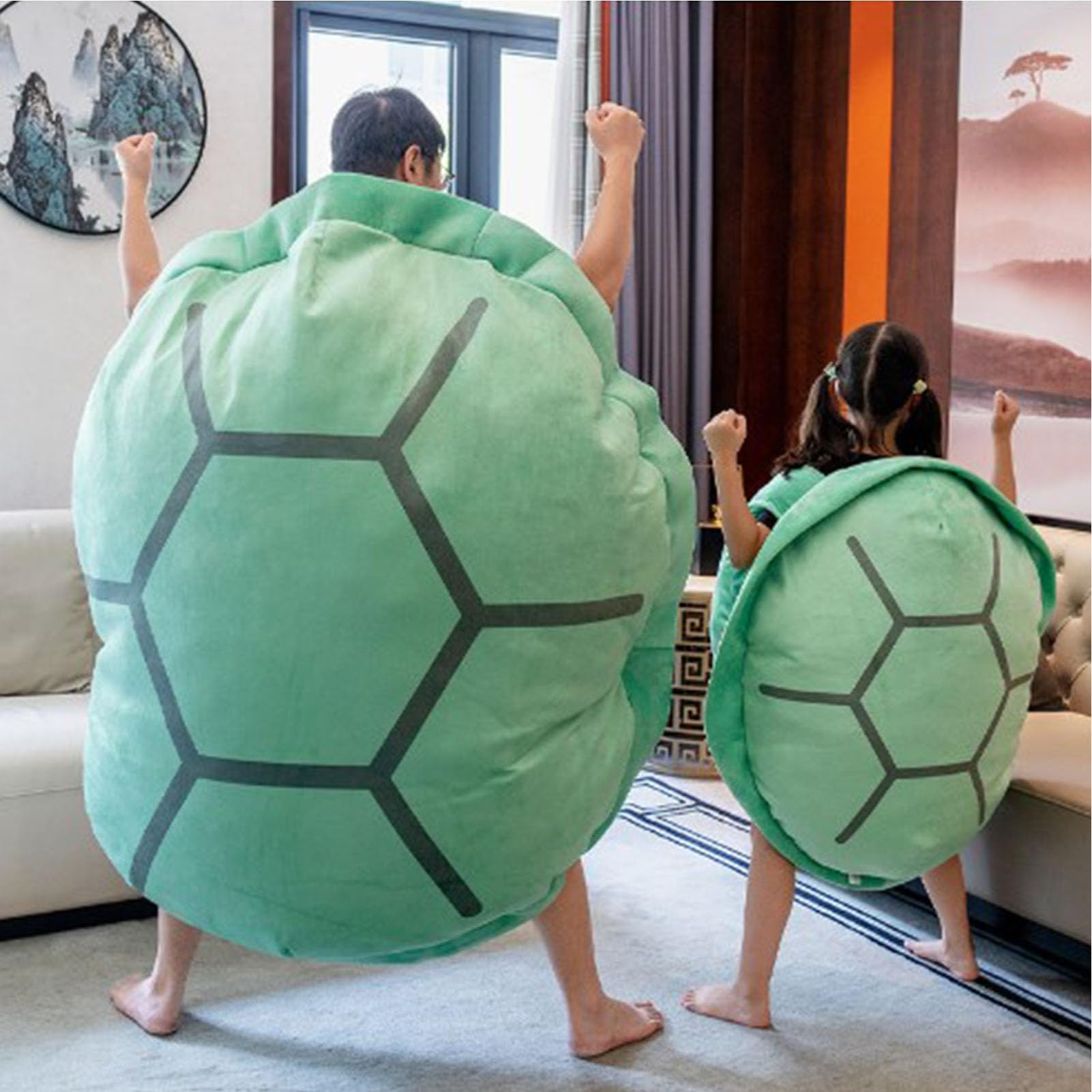 HokutoTurtle Shell Pillows, Giant Turtle Pillow, Portable Kawaii WearableTurtle Power Shell Funny Cosplay Plush Cushion (Green,80cm/31.4in)