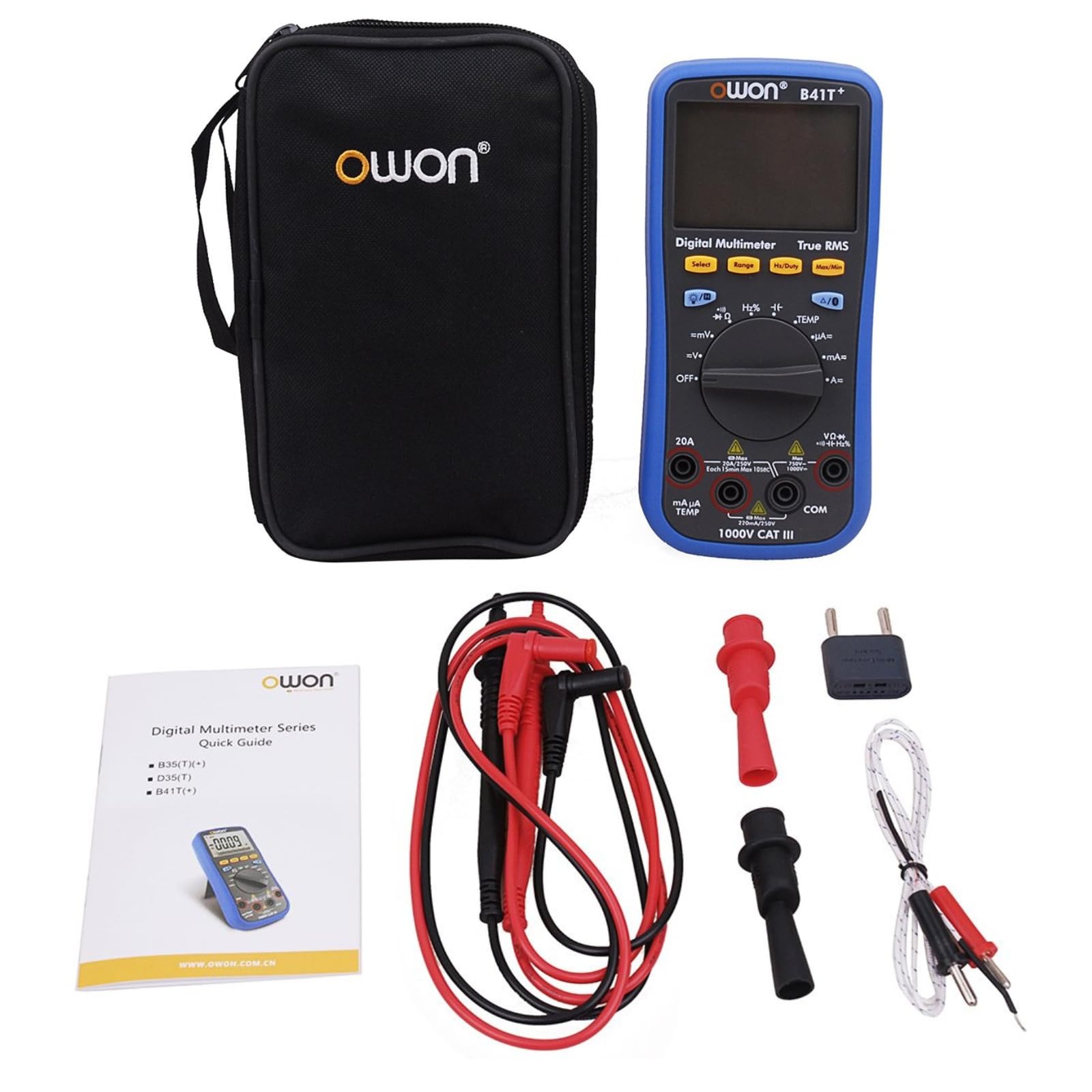 OWON B41T+ Multimetro digitale con display da 4 cifre e 1/2, con Bluetooth, vera rilevazione del valore quadratico medio e retroilluminazione