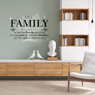 PLIGREAT Family Tree Quotes Wall Stickers, Removable Vinyl Peel and Stick Wall Decals for Dining Living Room Bedroom Wall Decorations Apartment Rented House Home Indoor DIY Wall Art Decor