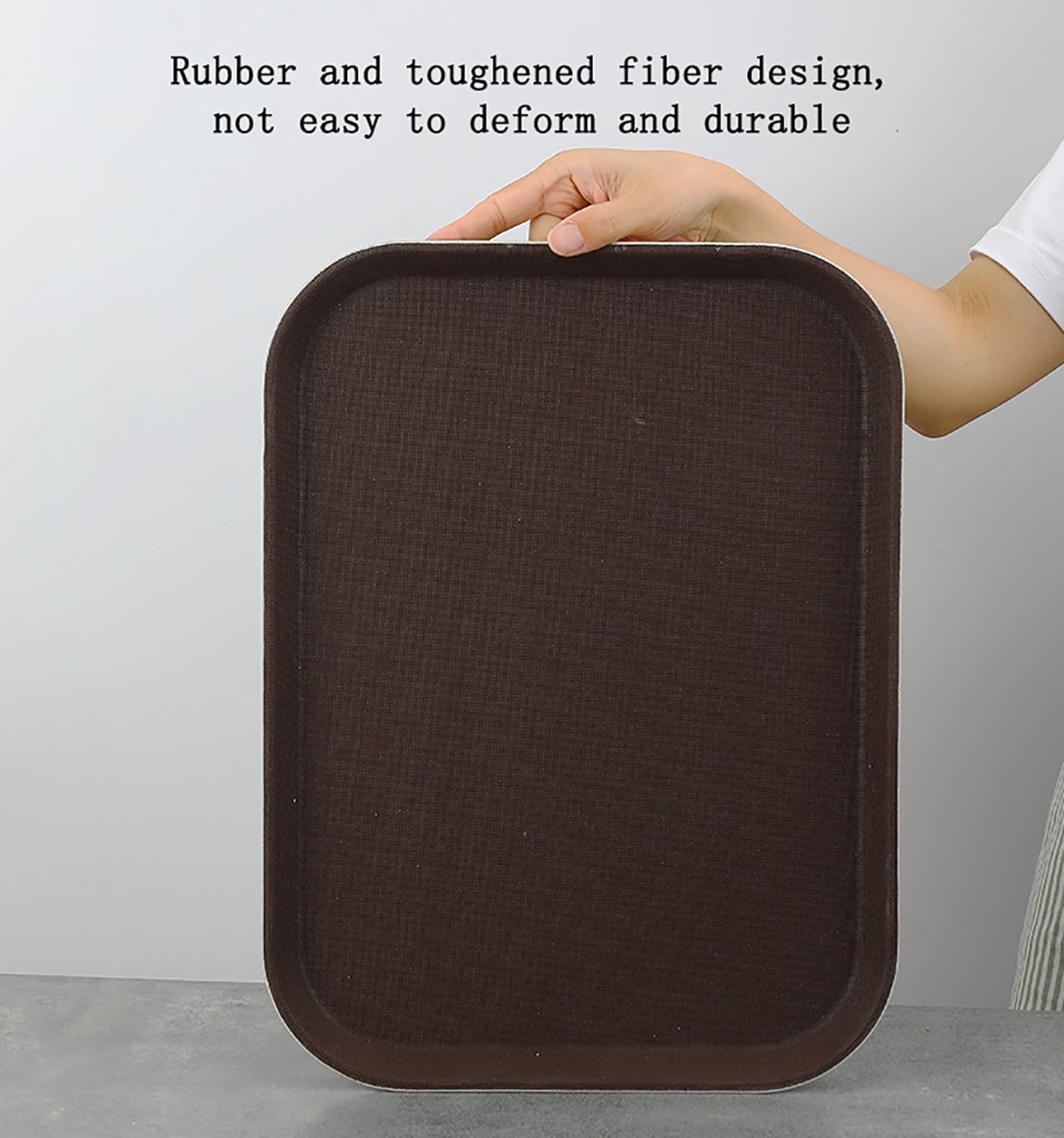 Paquete de 2 bandejas antideslizantes para servir, bandeja cuadrada para camarero para bebidas, comida y cócteles, ideal para bar, hotel y cafetería de comida rápida, 51,5 x 38 cm, y elegante