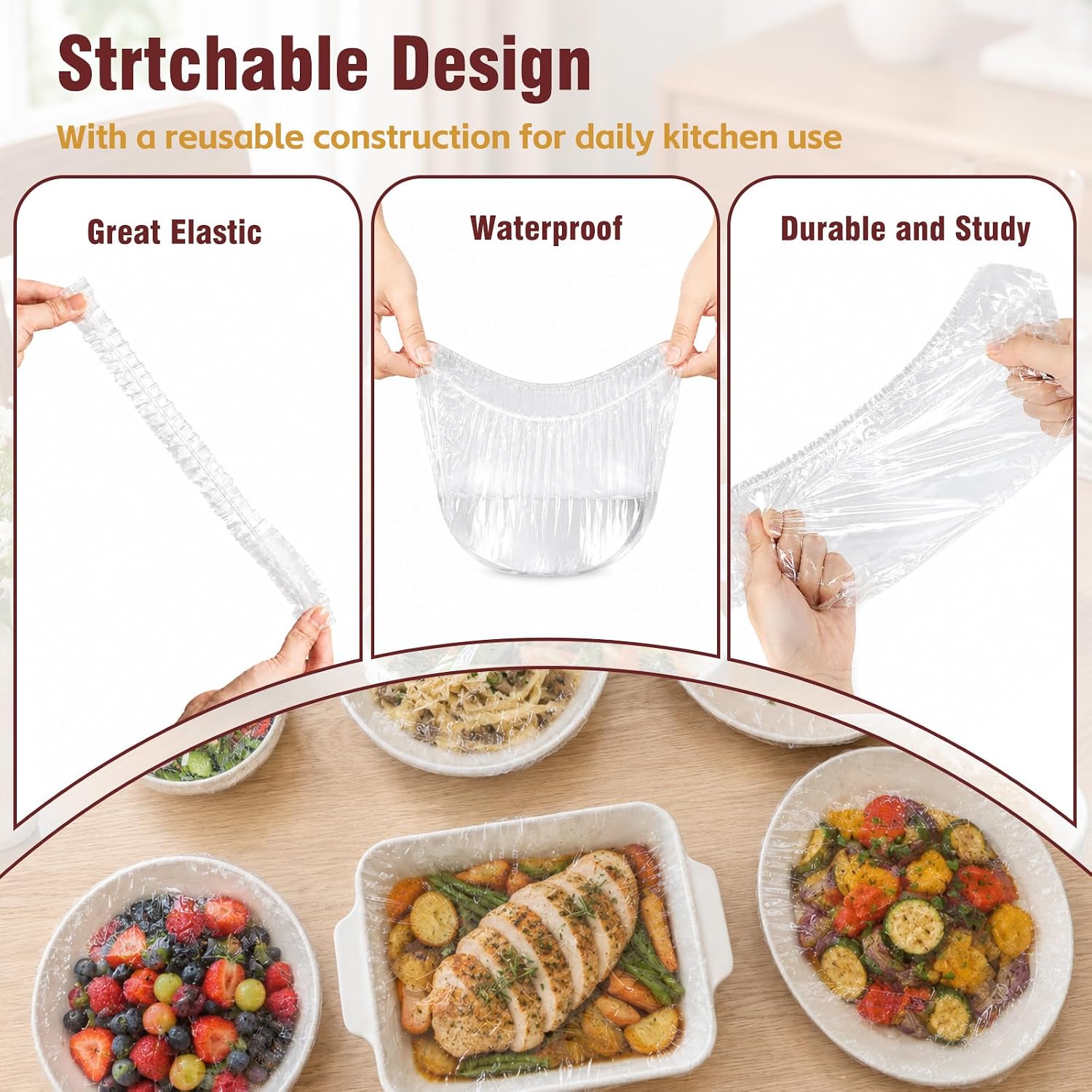 300 PCS Reusable Elastic Plastic Bowl Covers for Bread Proofing, Food Covers for Bowls, Plates and Proofing Baskets, Sourdough Bowl Covers, BPA-Free Food Storage Covers for Leftovers