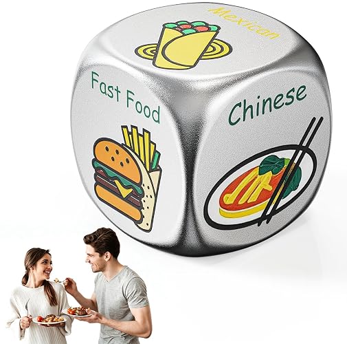 Stocking Stuffers for Men Women - 0.6" Tiny Date Night Food Decision Dice | Funny Anniversary Wedding Couples Birthday Gifts for Him Her, Practical Food Dice for Husband Wife Girlfriend Boyfriend