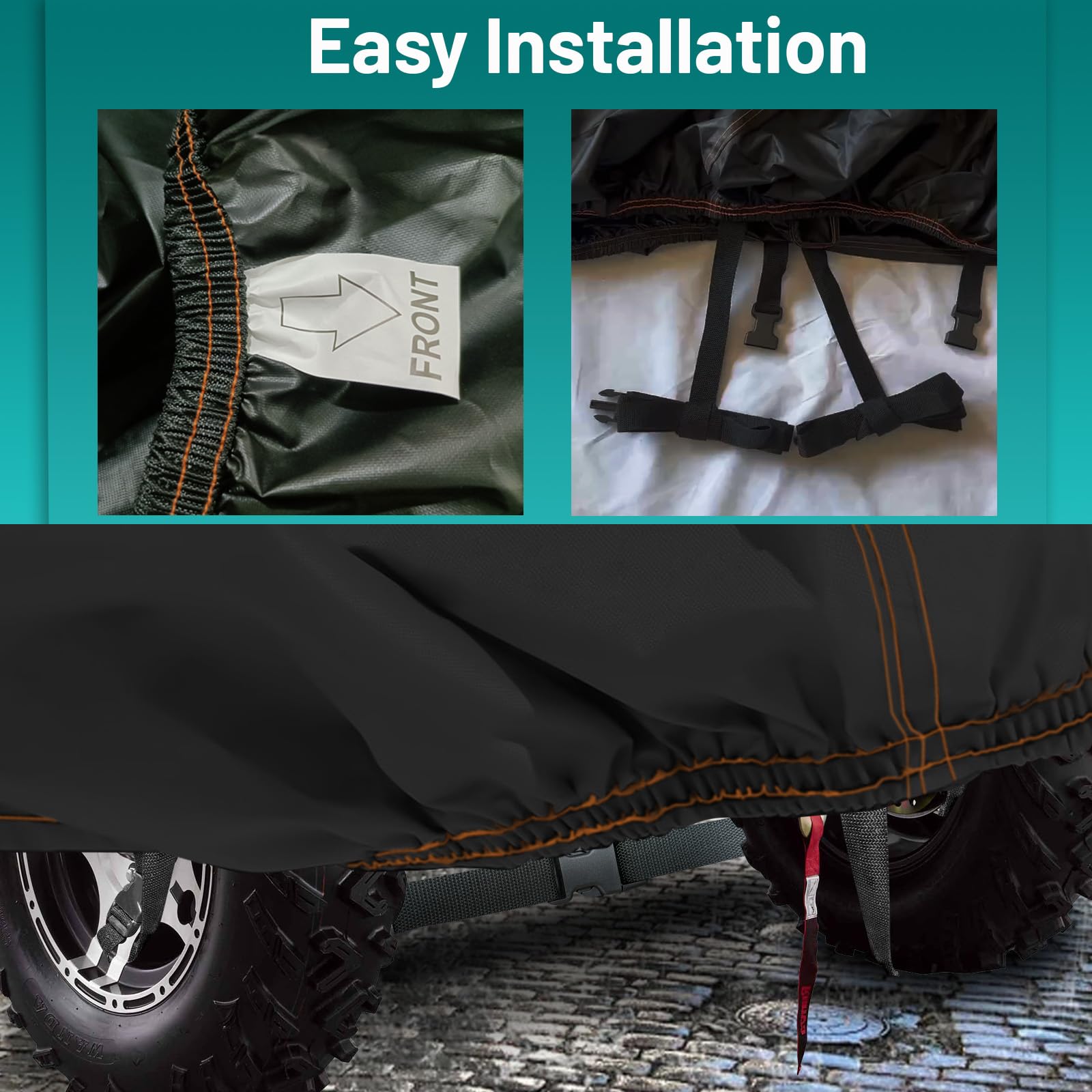 QYMOTO Funda para UTV de 2 plazas, Compatible con Polaris Ranger 570, Fundas RZR 900/1000, Honda Pioneer 500/700, Can Am X3, Arctic Cat Side by Side All Weather Protection Wind Waterproof