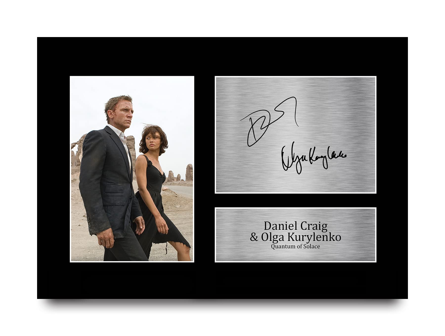 HWC Trading A4 Daniel Craig & Olga Kurylenko James Bond Quantum of Solice Geschenken Afgedrukt Gesigneerde Handtekening Foto Voor Film Memorabilia Fans