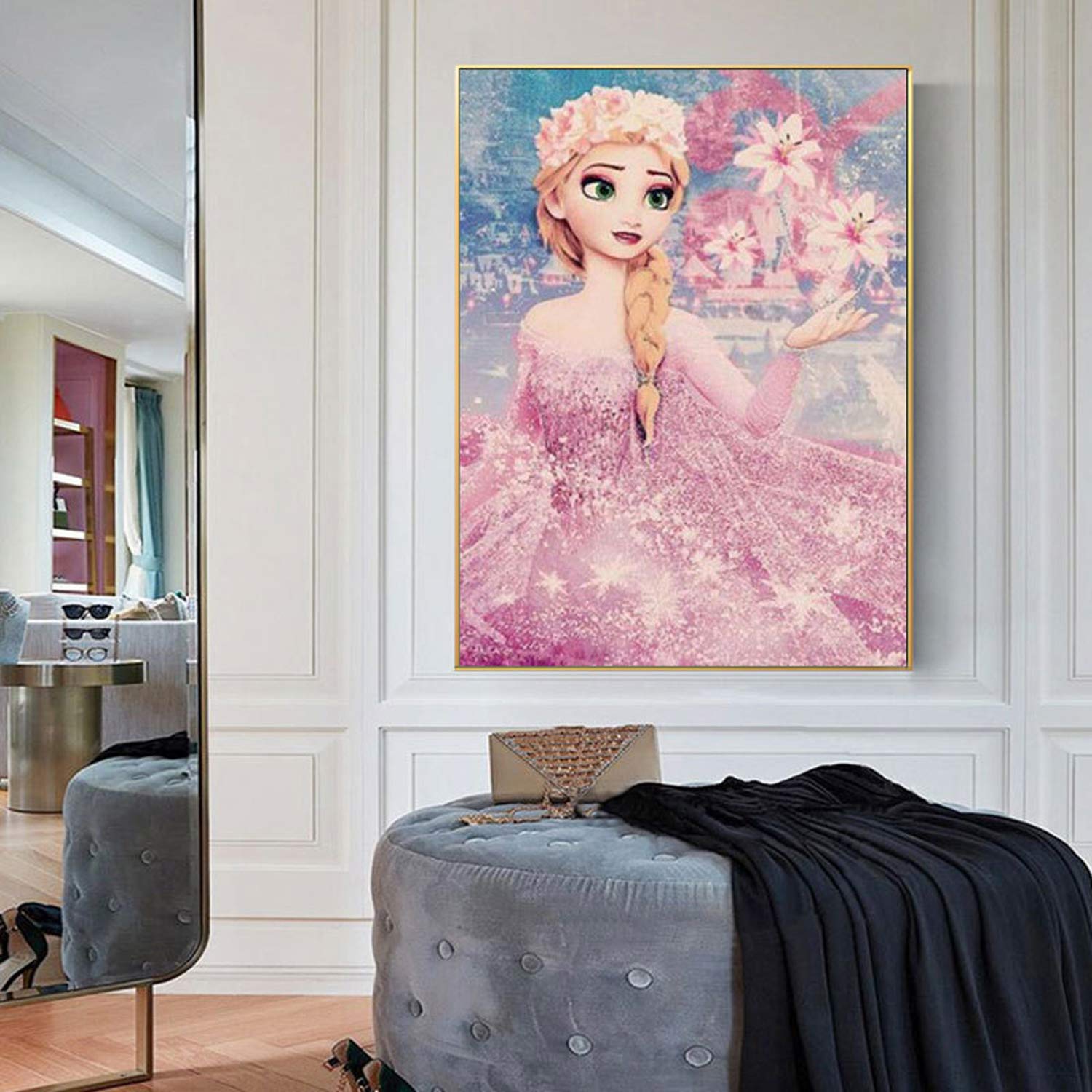 5D diy diamond painting, DIY Diamond Painting full drill Crystal diamond Embroidery Paintings Arts cross stitch kit for home wall decoration, 30 x 40cm, princess