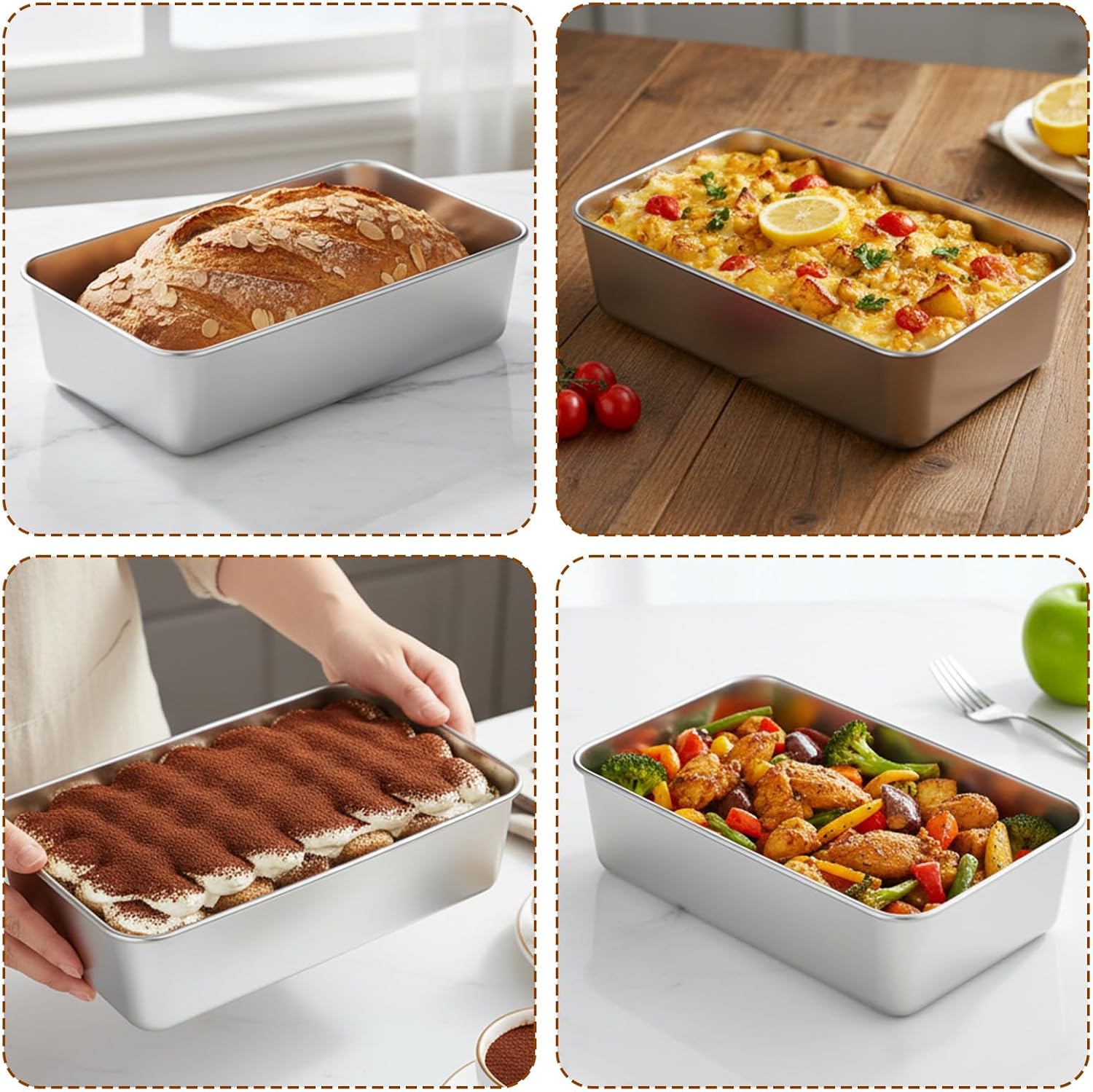 8 Pack Loaf Pan Set, 9x5 Inch Bread Loaf Pans for Baking Bread Stainless Steel Meatloaf Toast Baking Pans for Homemade Brownies Pound Cake, Oven & Dishwasher Safe
