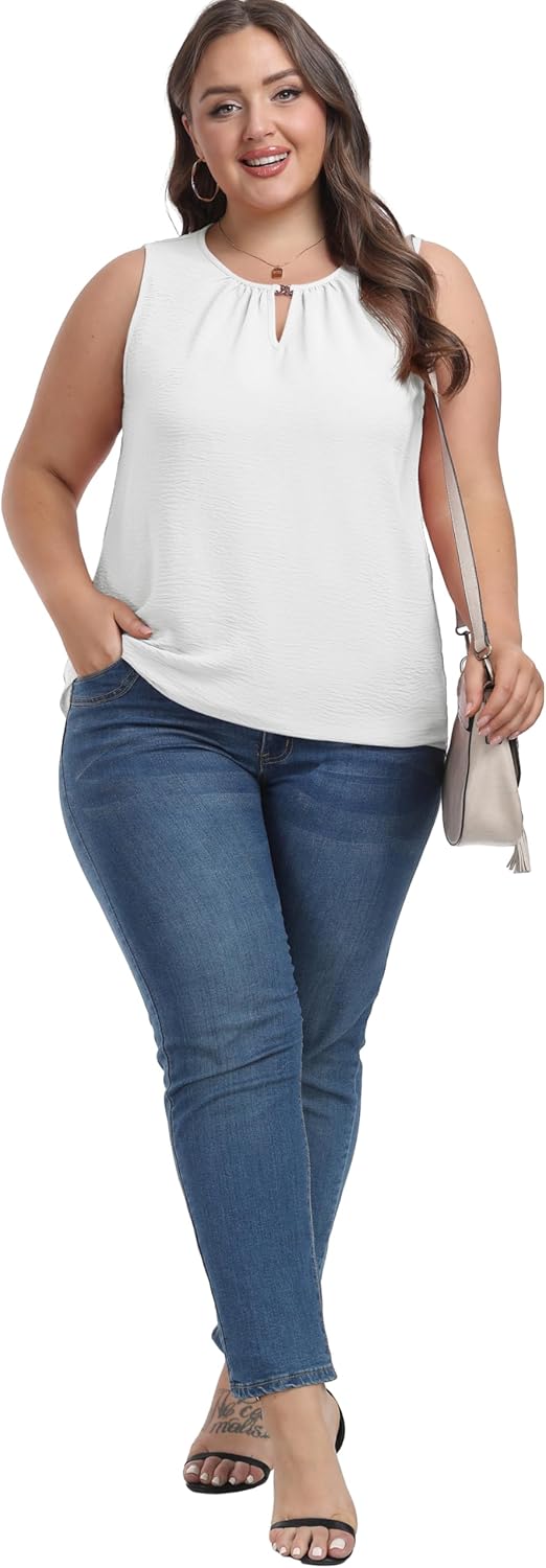 OLRIK Plus Size Tank Tops for Women Loose Fit Sleeveless Crew Neck Blouse 2026 Fashion Top - Image 6