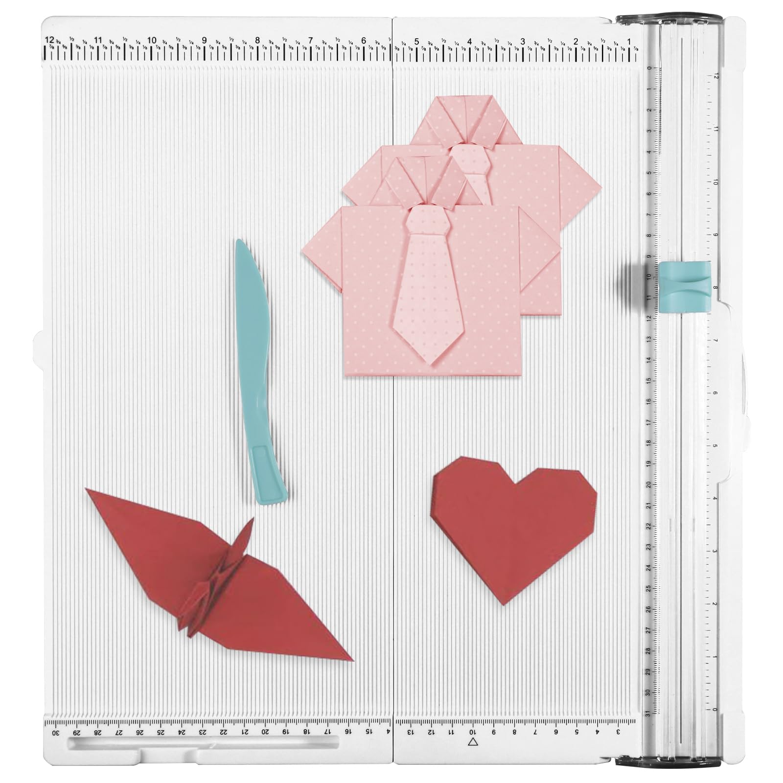 Scoring Board Paper Trimmer, Includes 12x12 Inch Folding Scoring Board, Scoring Tool with Paper Folding, for Make Scrapbook, Cards, Envelope, Coupons and Photo