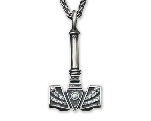 Miniatura 162 de Viking Thors Hammer Necklace Pendant - Vegvisir Aegishjalmur Helm of Awe Raven Huginn Muninn Pendant Necklace Amulet Talisman - Thor Necklace - Bear