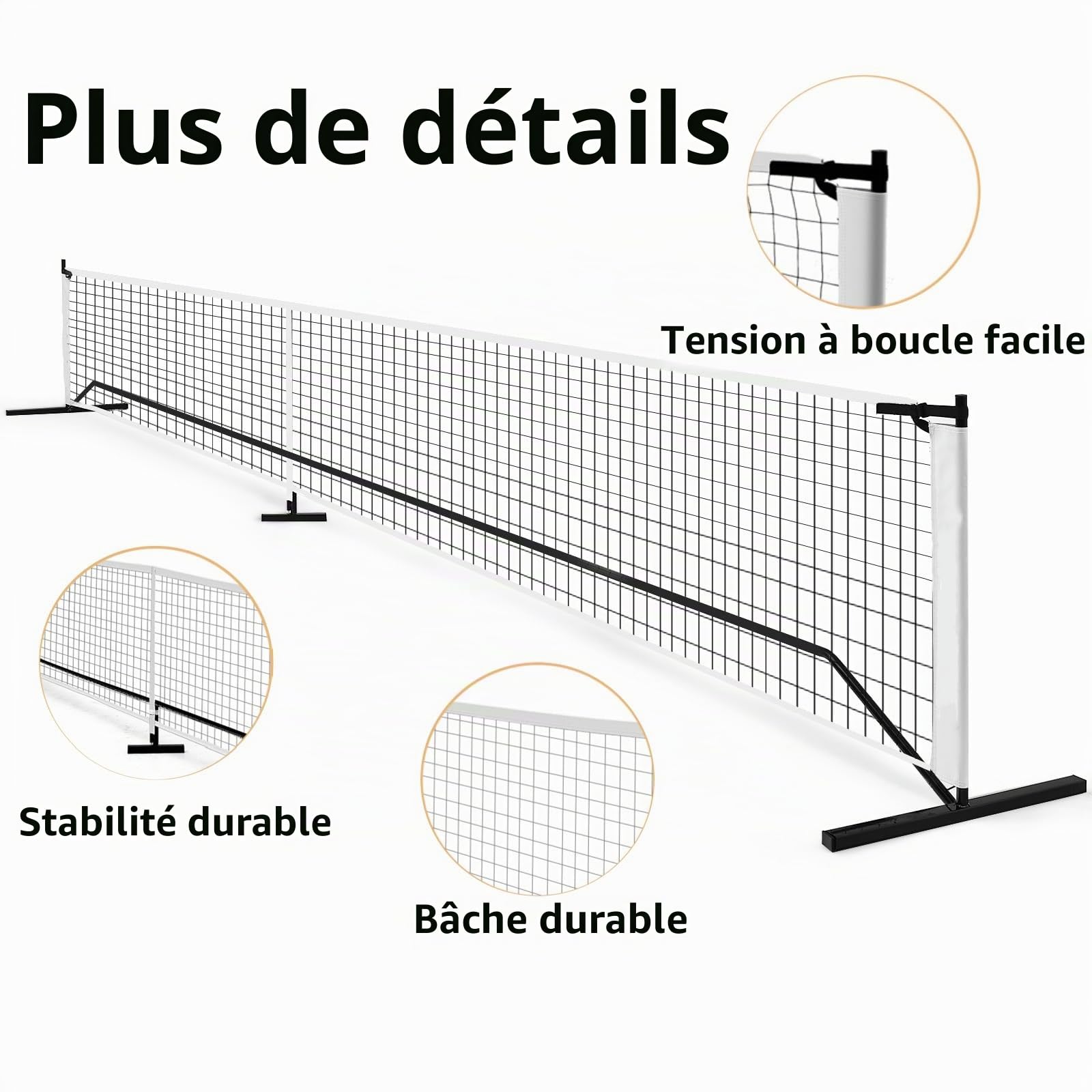 LIFEZEAL Filet de Pickleball Portable Résistant en Polyester | Filet de Sport Portable 670 x 92 x 70 cm en Polyester avec Sac de Transport pour Badminton, Tennis, Volley-Ball