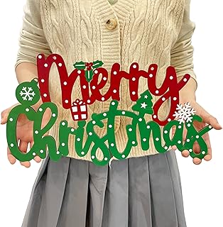 Merry Christmas Wooden Door Hanging Sign,Christmas Decorations Outdoor Indoor Wall and Xmas Tree Ornaments for Xmas Party Supplies Favors