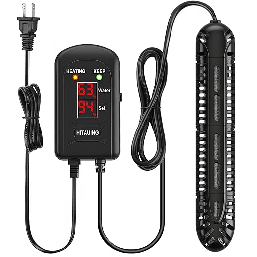 HiTauing Aquarium Heater, 200W Fish Tank Heater with LED Digital Display & 5 Safety Protection, Submersible Aquarium Heater with 2 Suction Cup and 5.9Ft Cord for 20-40 Gallon Fish Tank.