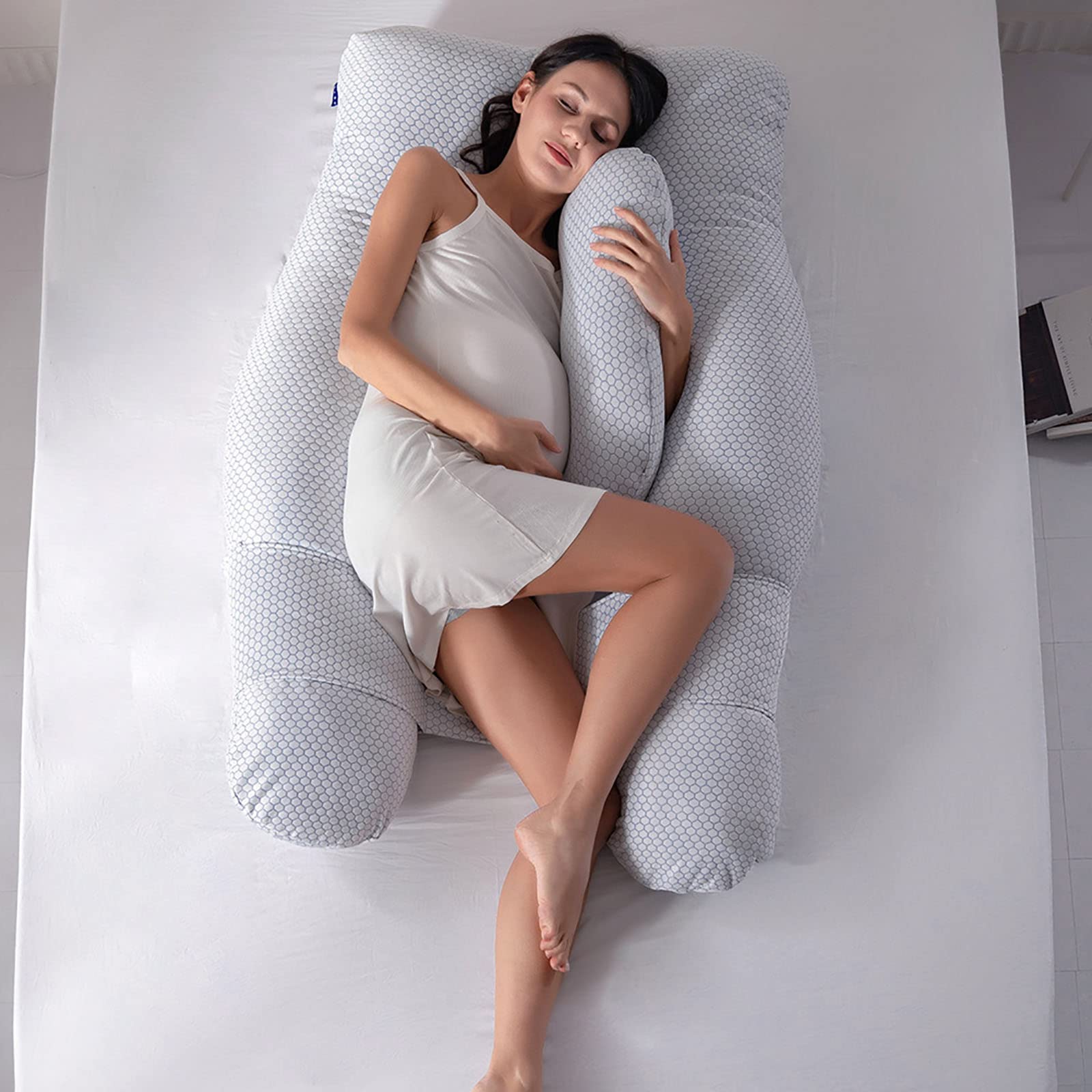 Maternity Pillow U-Shaped Whole Body Maternity Pillow Detachable Protective Cover Washable High-Density Filling