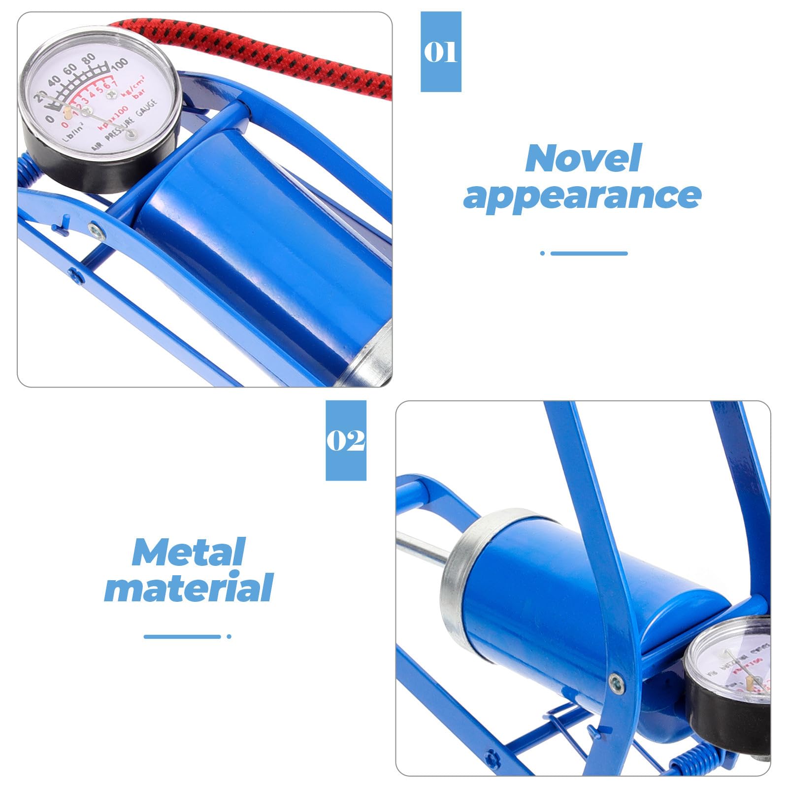 Pompa per Pneumatici a Pedale Portatile in Metallo Blu ad Alta Pressione per Bici e Palloni Multiuso Compatta e Resistente
