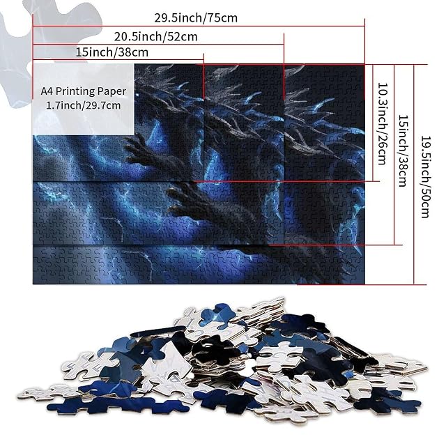 Foto 3 de 5 de Rompecabezas de 1000 piezas para adolescentes diseño de dragón relámpago azul Juguetes adictivos…