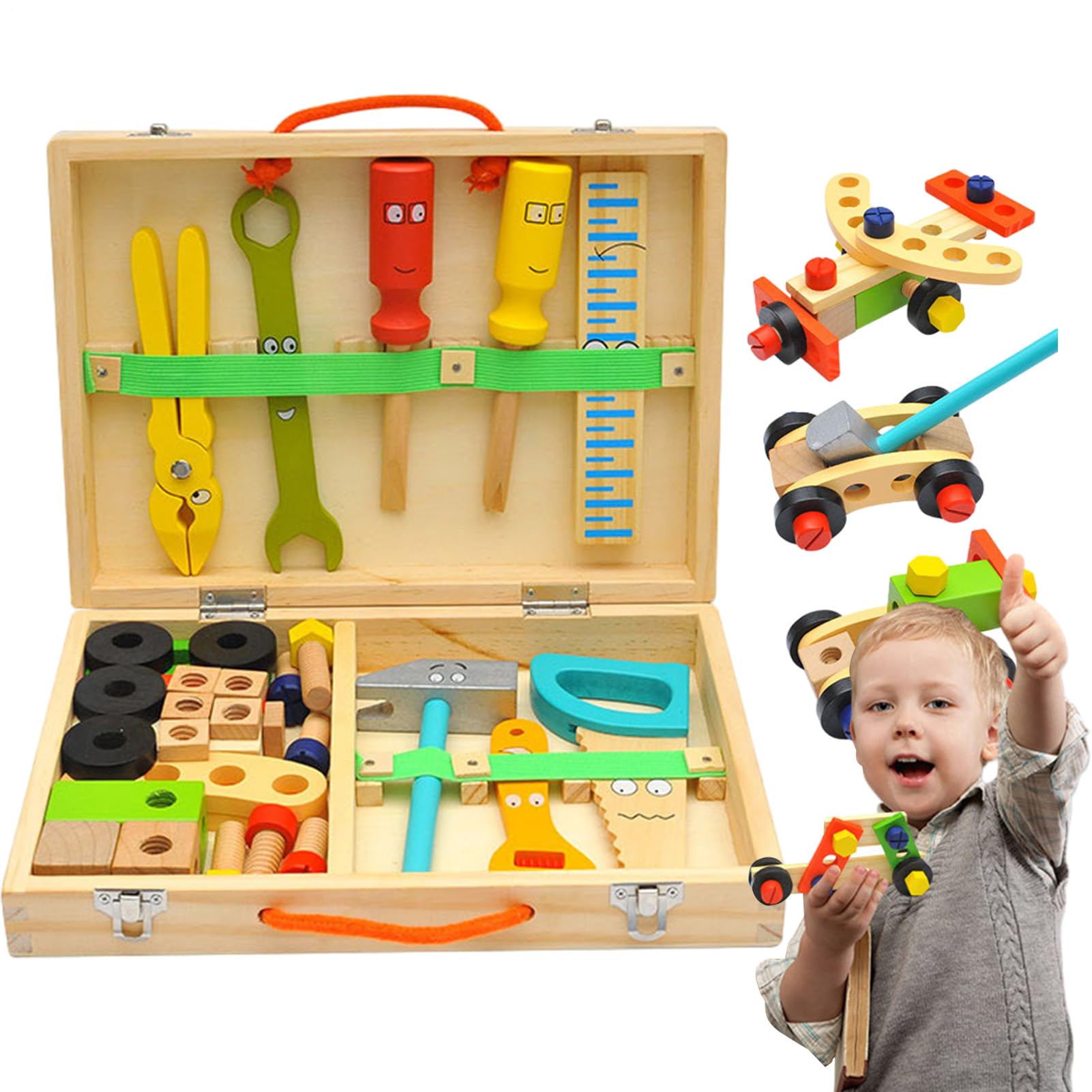 Attrezzi Per Bambini Giocattolo Educativo in Legno per Costruzioni | Set Di Attrezzi Per L'Infanzia Per Casa Cameretta Asilo Scuola Materna Compleanno Ragazzi Ragazze Età 2-4