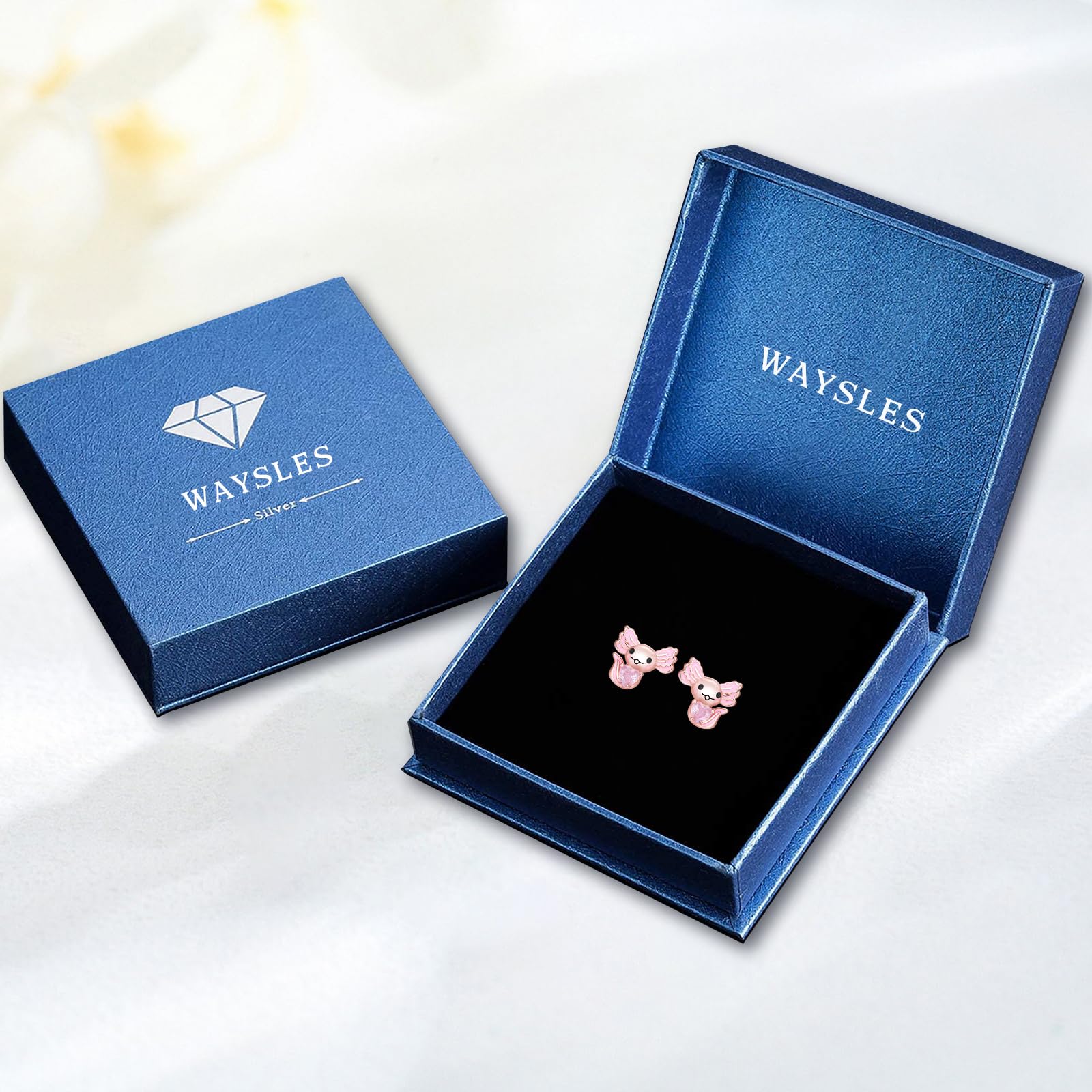Axolotl Ohrring 925 Sterling Silber Süße Tier Ohrringe Hypoallergen Rosa/Blau Axolotl Ohrstecker Axolotl Schmuck Geschenke für Frauen Teen Mädchen