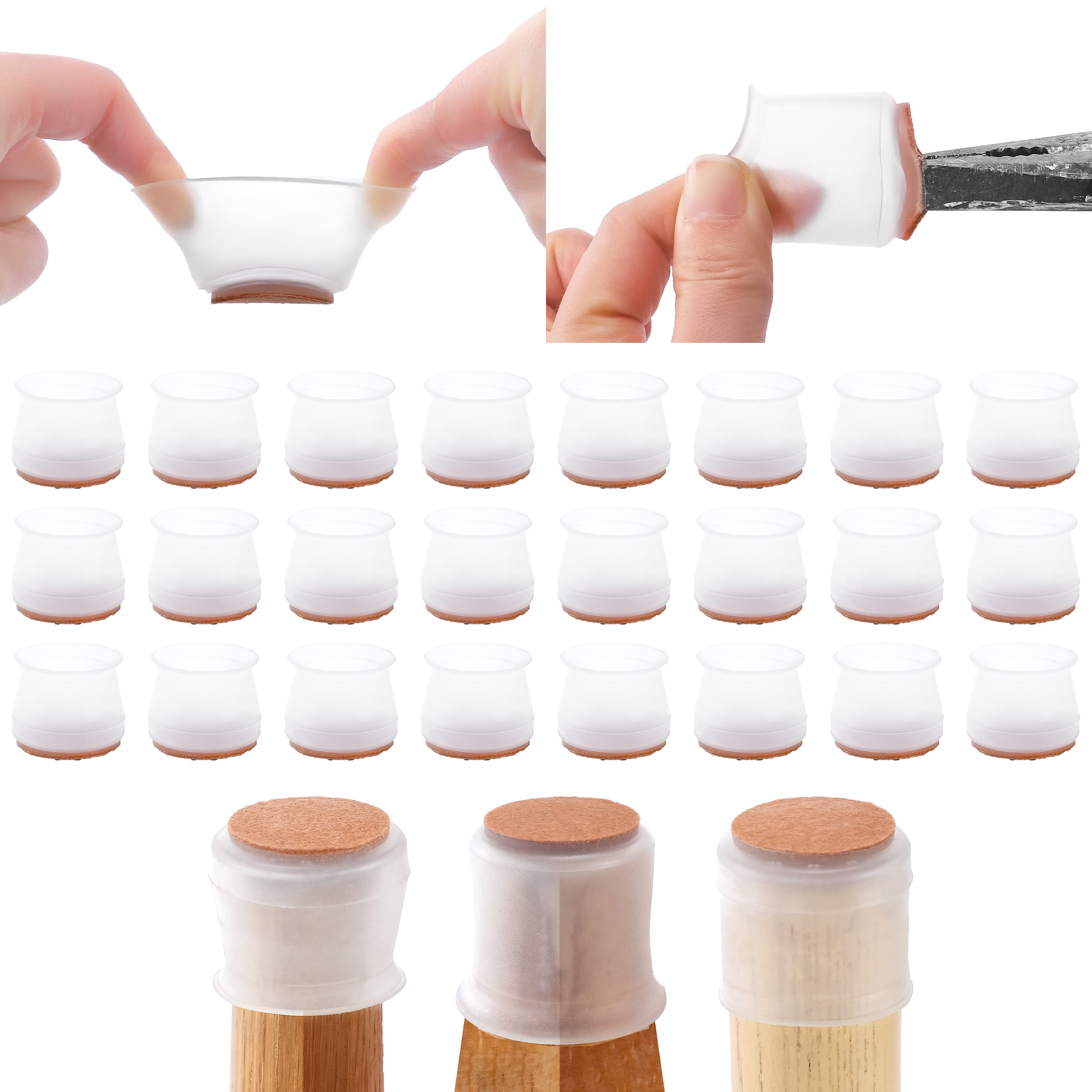 24 Pcs Silicone Chair Leg Floor Protectors, Chair Floor Protectors for Hardwood, Clear Furniture Leg Caps, Chair Leg Covers Non Slip, Easy to Move - Large (B0BNQDPYZ1) Amazon Price History, Amazon Price Tracker